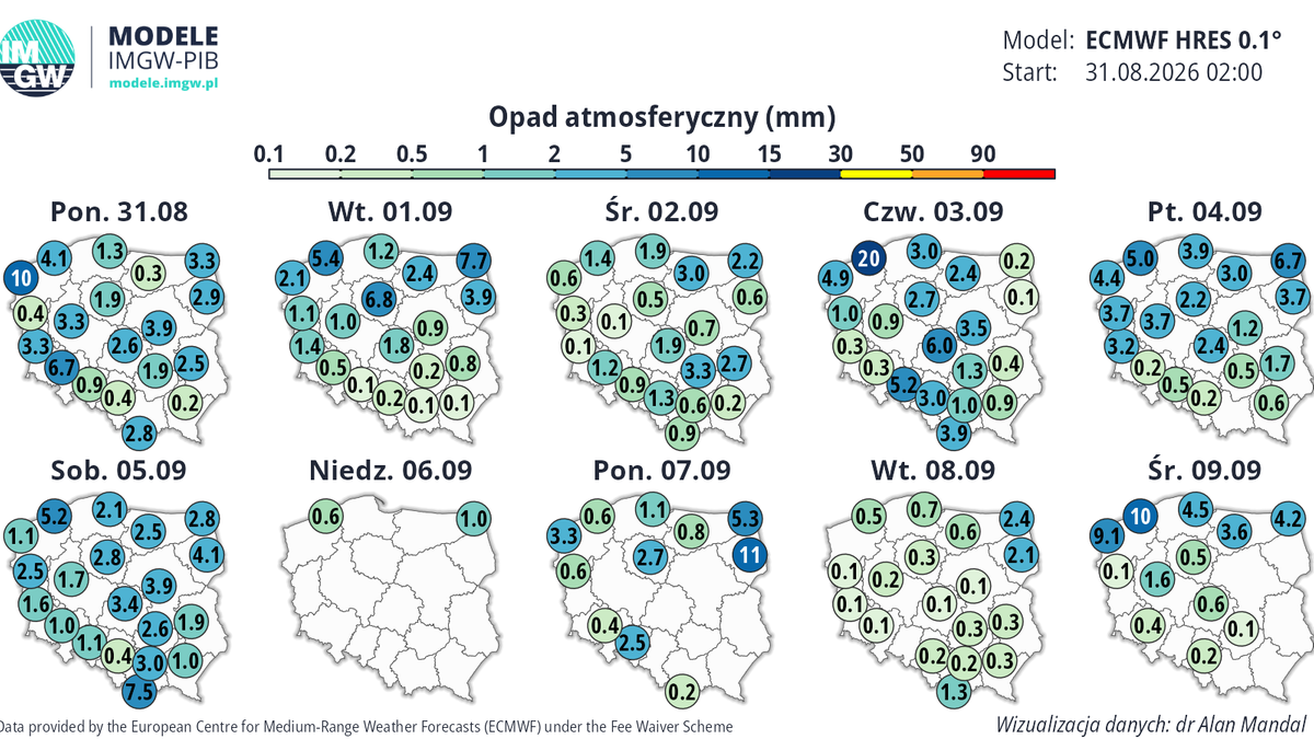 Na początku miesiąca w praktycznie całej Polsce będzie deszczowo, lokalnie może też zagrzmieć