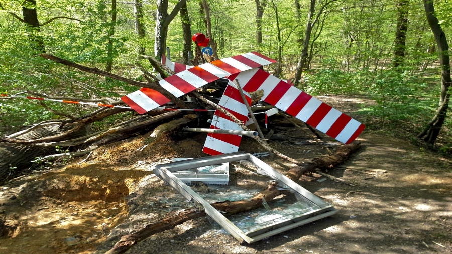 Barykada stworzona przez ekologów, aby powstrzymać wycinkę lasu. Fot. Wikipedia.