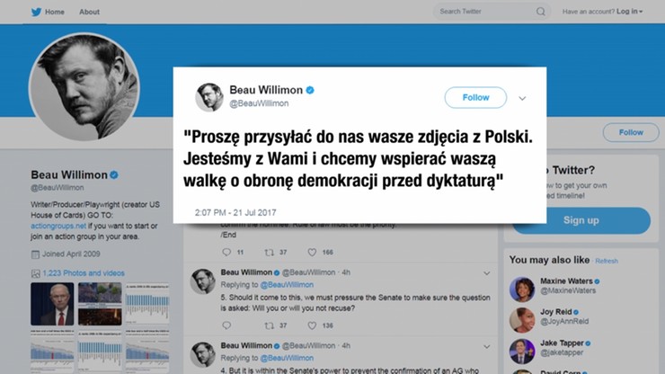 Twórca "House of Cards" wsparł protestujących w Polsce. "Jesteśmy z wami"