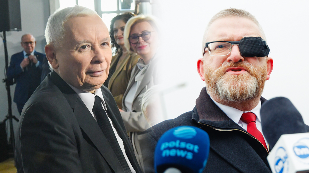 Patryk Jaki, europoseł PiS, wypowiada się do mikrofonu.