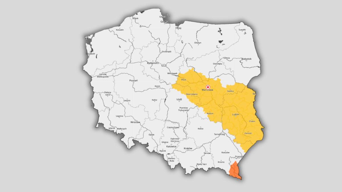 Na Podkarpaciu obowiązują ostrzeżenia drugiego, a w centrum i na wschodzie pierwszego stopnia