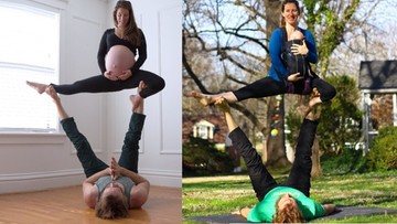 Joginka-akrobatka ćwiczyła w ciąży, ćwiczy z niemowlakiem