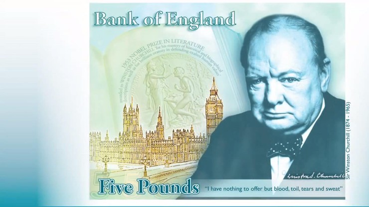 Oto pierwszy brytyjski plastikowy banknot. Pięciofuntówka z wizerunkiem Churchilla