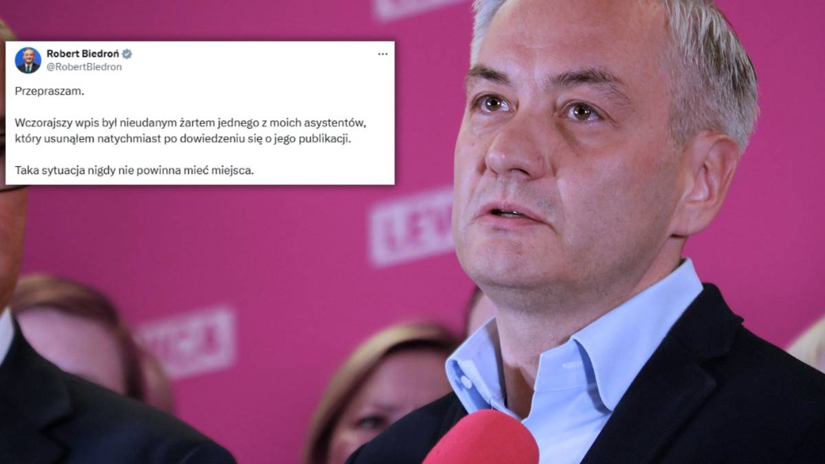 Robert Biedroń przeprasza za wpis. "Nieudany żart asystenta"