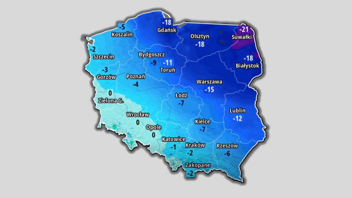 Nadchodzi fala mrozów, nocami temperatury spadną poniżej -15 stopni Celsjusza - prognozuje IMGW