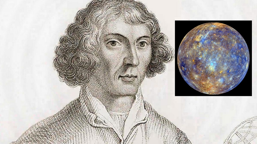 Mikołaj Kopernik i planeta Merkury. Fot. biography.com / NASA.