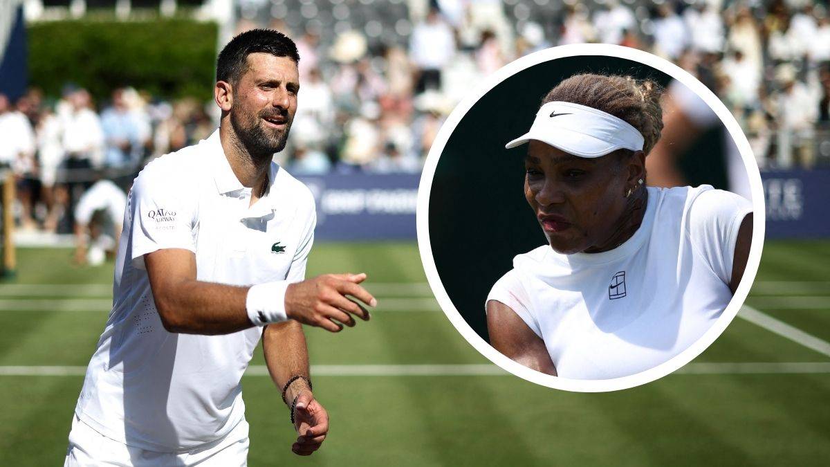 Novak Djokovic i Serena Williams, dw&oacute;jka tenisist&oacute;w w białych strojach sportowych.