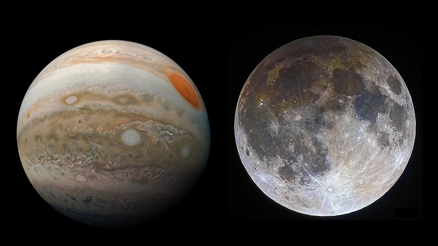 Jowisz i Księżyc. Fot. NASA.