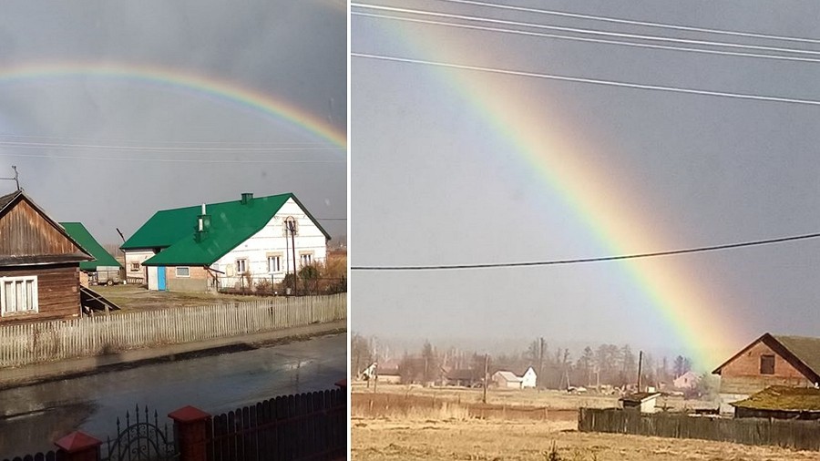 Tęcza w Krawcach w woj. podkarpackim. Fot. Piotr / TwojaPogoda.pl