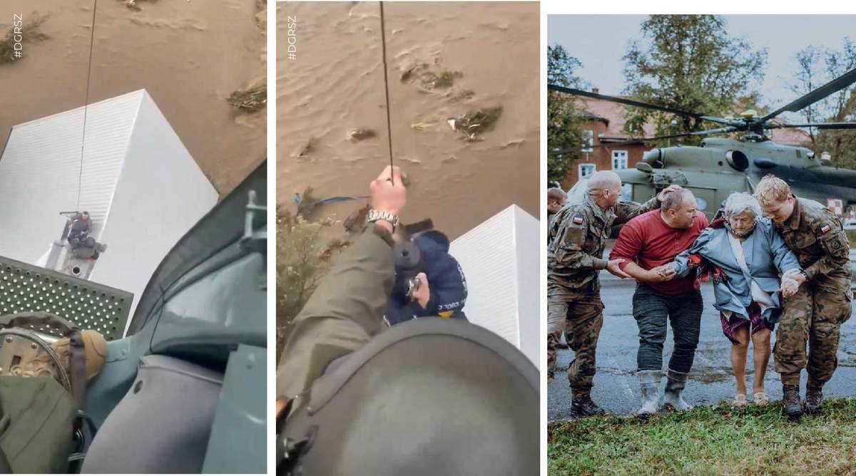 Śmigłowce w akcji, ludzie na dachach. Dramatyczne nagranie z ewakuacji