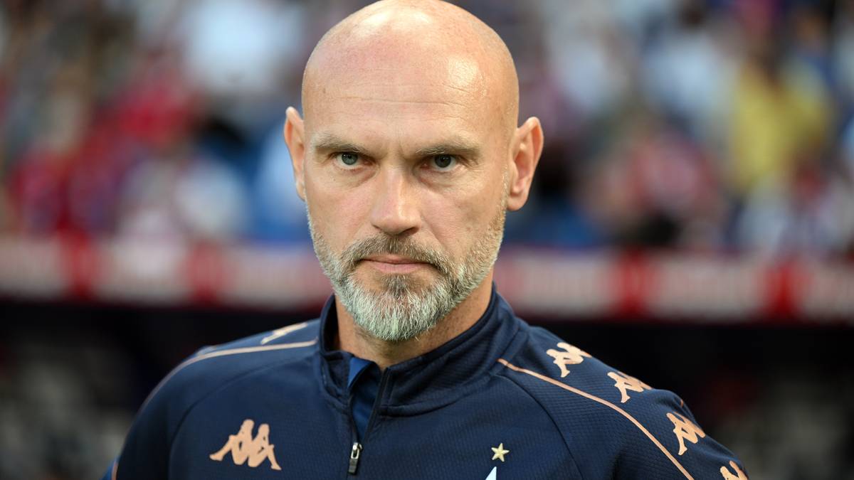 Portret łysiejącego mężczyzny z siwą brodą, ubranego w ciemnogranatową bluzę sportową z białym logo.
