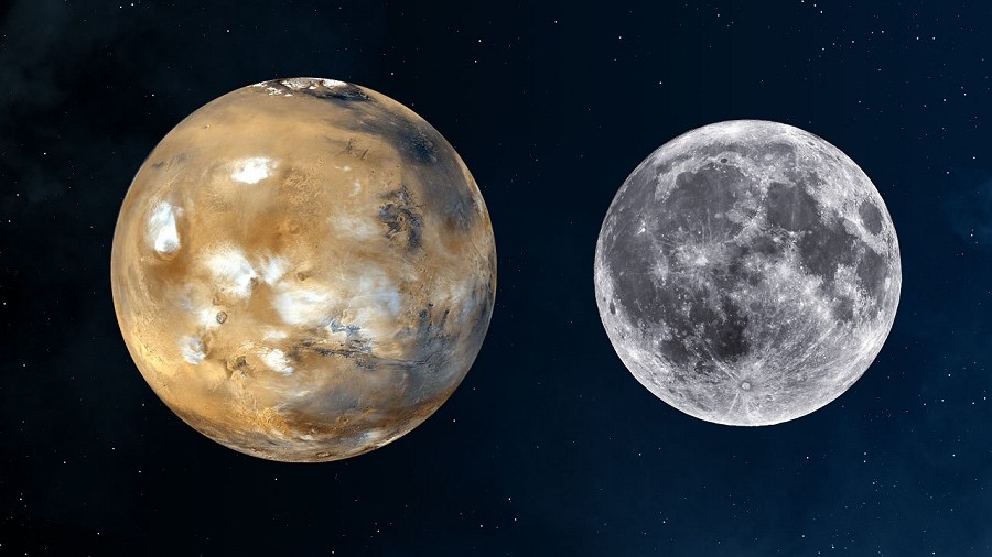 Księżyc i Mars. Fot. Max Pixel.