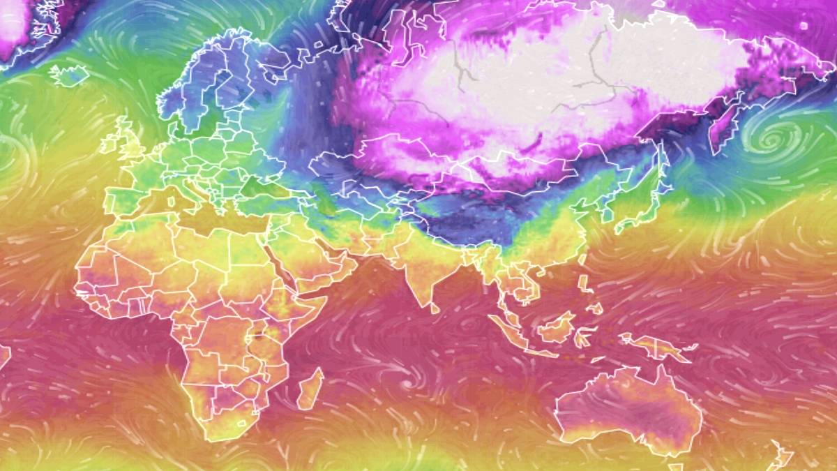 Skrajności temperatury powietrza na świecie. Fot. ventusky.com