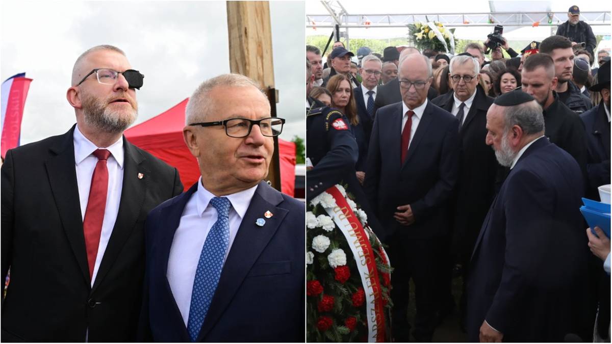Uroczystości w rocznicę pogromu w Jedwabnem. Obecni Czarzasty i Braun