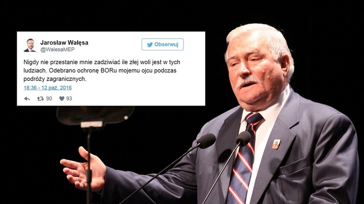 Jarosław Wałęsa: ojcu odebrano ochronę BOR podczas podróży zagranicznych. BOR odpowiada: to generowało ogromne koszty