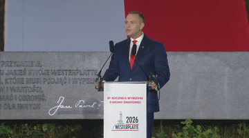 Nawrocki na Westerplatte zwrócił się do Tuska. Uderza też w Niemcy