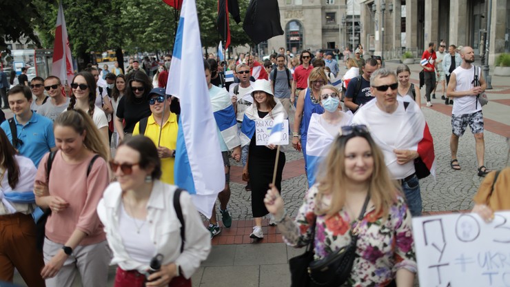 Warszawa. Protest Rosjan przeciwko Putinowi i wojnie w Ukrainie