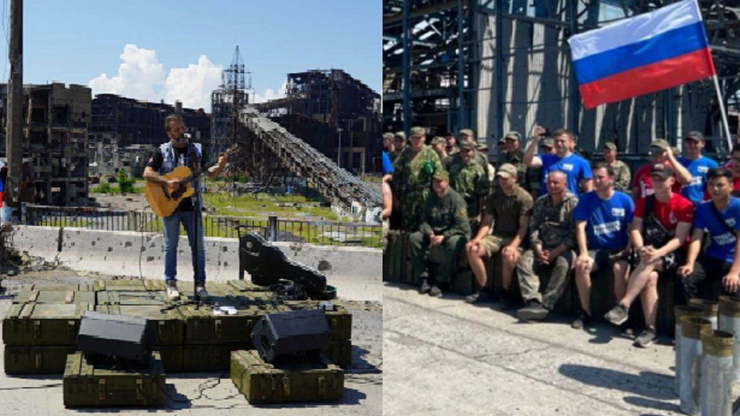 Rosjanie urządzili koncert rockowy w ruinach Azowstalu. Na scenie jeden gitarzysta