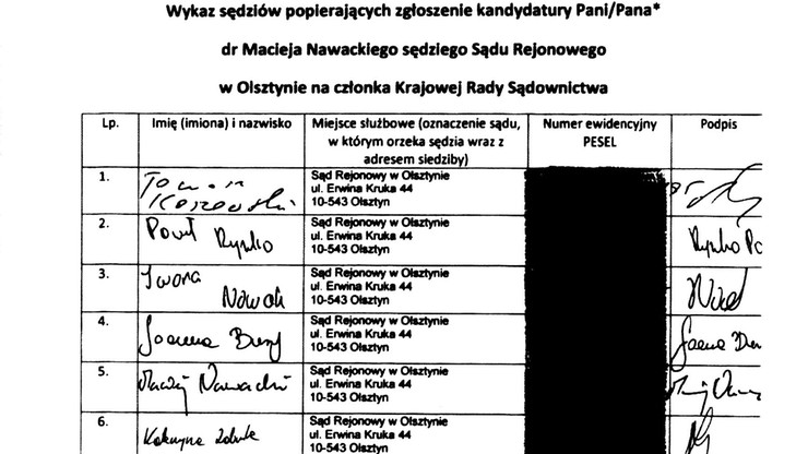 Sejm opublikował listy poparcia do KRS