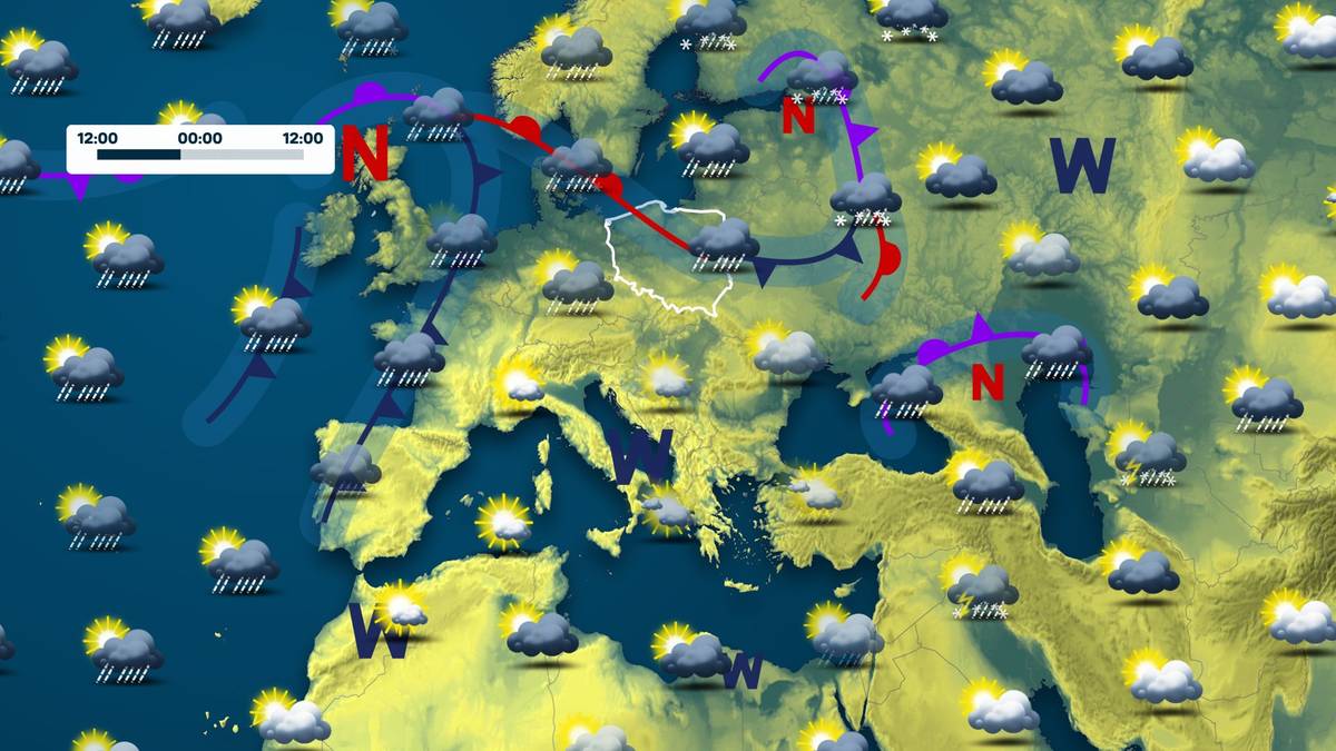 Prognoza pogody na mapie Europy pokazuje nadchodzące zmiany atmosferyczne