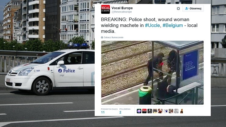 Kobieta maczetą zaatakowała pasażerów autobusu w Brukseli. Trzy osoby ranne