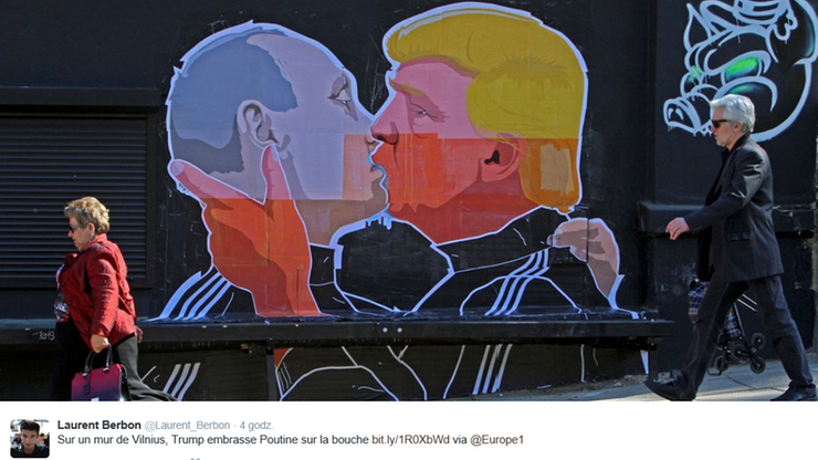 Trump całuje Putina. W Wilnie powstał nietypowy mural