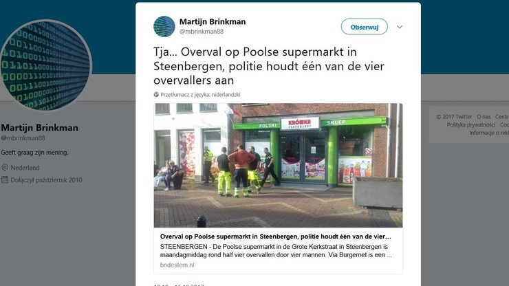 Napad na polski supermarket w Holandii