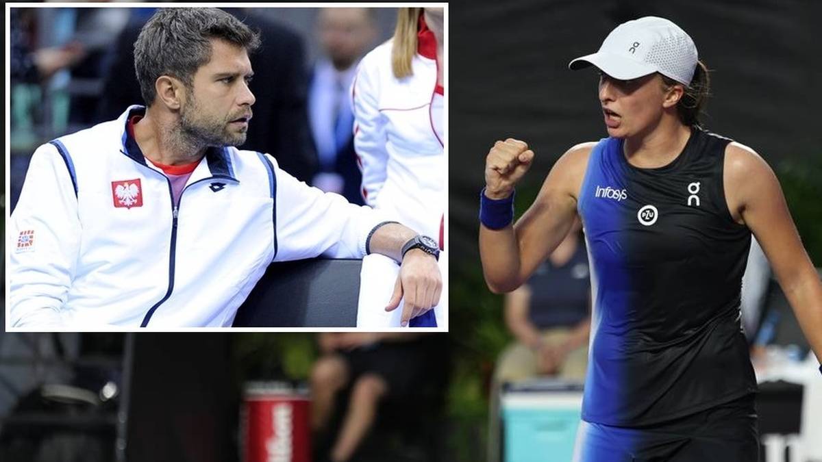 Zestawienie dwóch zdjęć: po lewej mężczyzna w białej kurtce sportowej z logo polski, po prawej kobieta w stroju tenisowym z uniesioną pięścią.