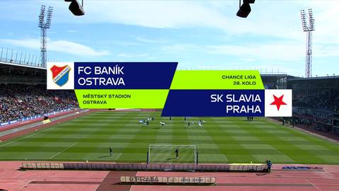 Wynik meczu piłki nożnej między FC Banik Ostrava a SK Slavia Praga. Na ekranie widnieje nazwa ligi i kolejka rozgrywek.