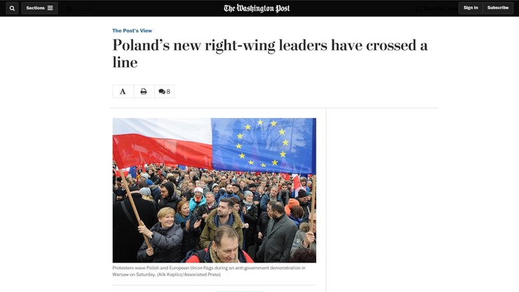"Washington Post" apeluje do Obamy o wywarcie wpływu na rząd w Polsce