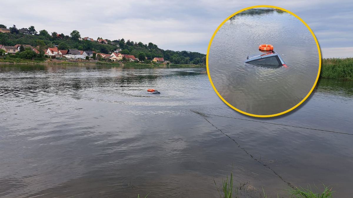 Lubuskie: Auto w rzece przy polsko-niemieckiej granicy. Kierowca na dachu