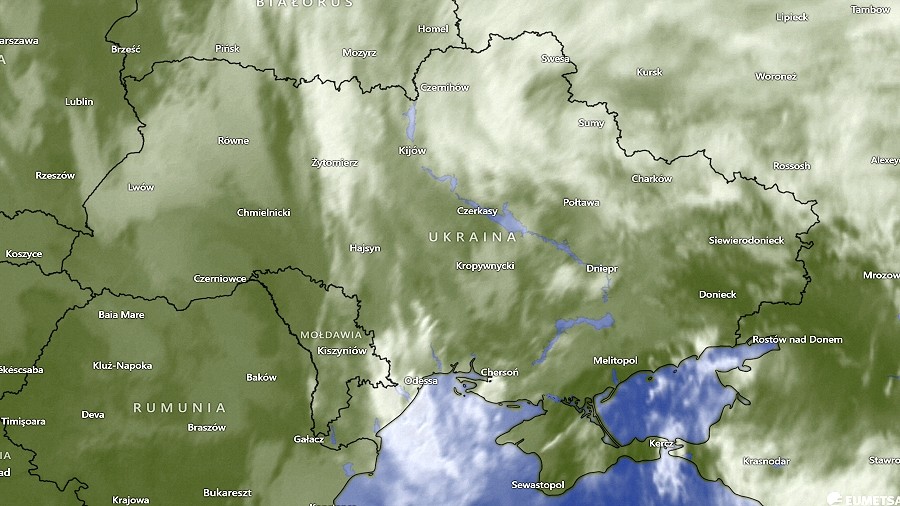 Zdjęcie satelitarne Ukrainy w dniu 25 listopada 2022 roku. Fot. Windy.com