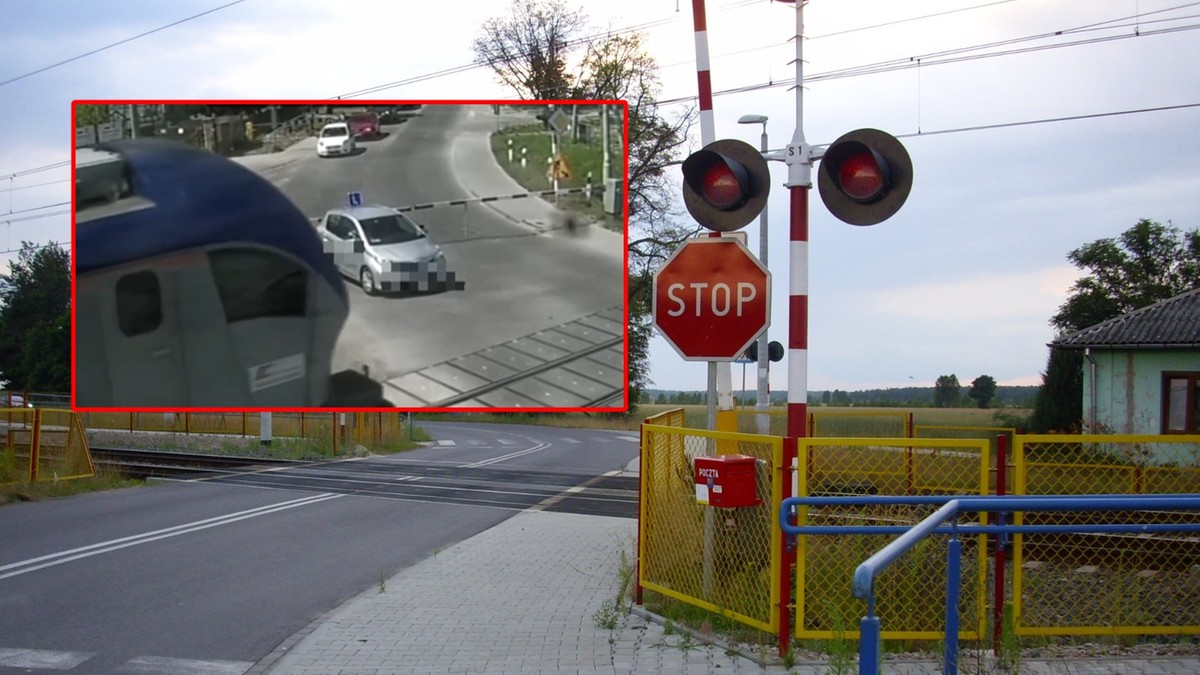 Bielsk Podlaski: Egzamin grozy. Pociąg jechał, kursant utknął na przejeździe kolejowym