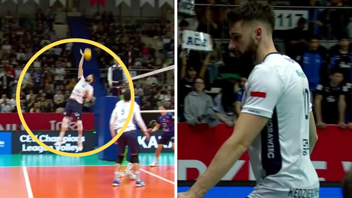 Atak... pod siatką. Nieudane zagranie Bednorza w meczu Halkbank – ZAKSA (WIDEO)