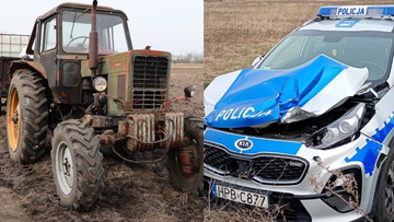 Pościg za traktorem. Kierowca staranował radiowóz