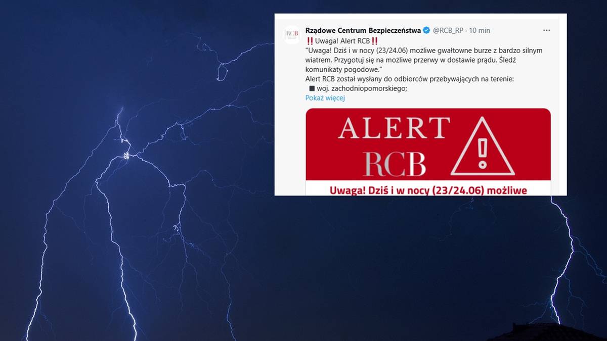 Potężne Burze i wichury. Alert RCB, możliwe przerwy w dostawach prądu