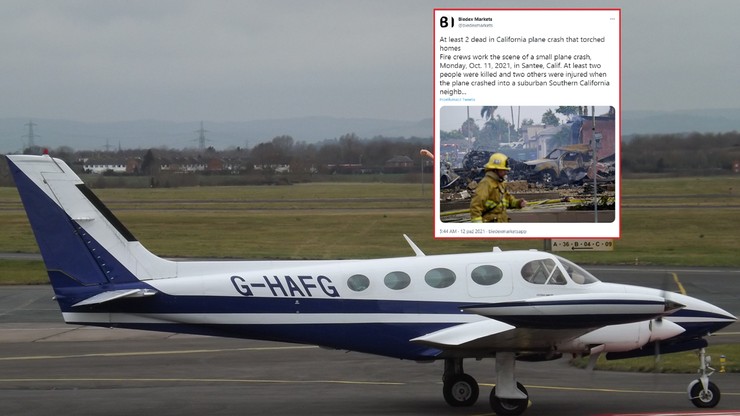 USA.Co najmniej 2 osoby zginęły w katastrofie samolotu Cessna C340