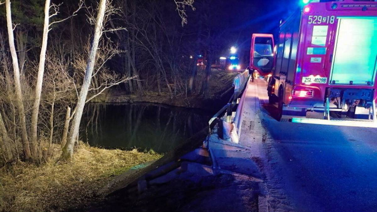 Samochód osobowy wypadł z drogi wojewódzkiej i wpadł do rzeki Wieprzy w Kępicach.