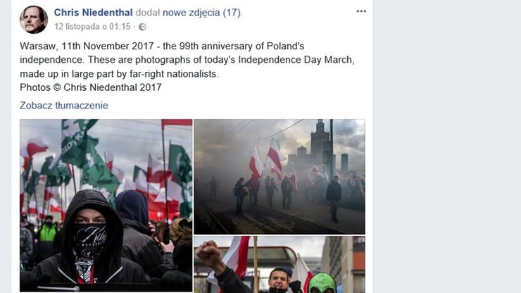 Facebook dwukrotnie usunął zdjęcia znanego fotografa z Marszu Niepodległości. Prawdopodobnie uznał, że propagują rasizm