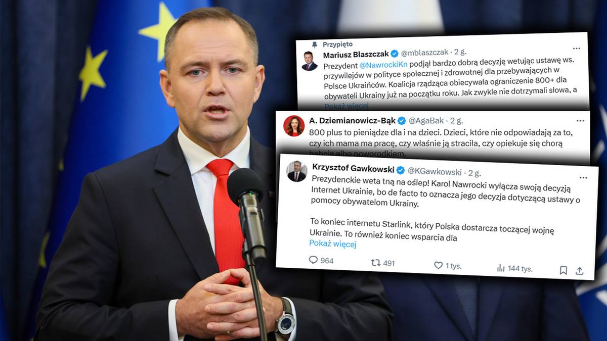 "Prezent dla wojsk Putina". Pierwsze reakcje po wecie Nawrockiego