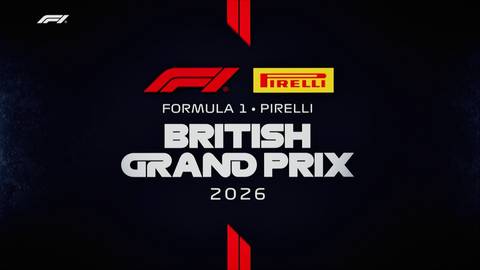 Logo Formuły 1, logo Pirelli oraz napis "FORMULA 1 PIRELLI BRITISH GRAND PRIX 2026" na ciemnym tle.