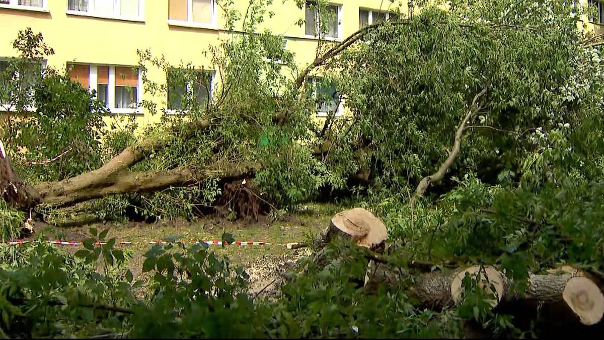 Powalone drzewa, zniszczone dachy, zalane ulice. Przez Polskę przechodzą nawałnice