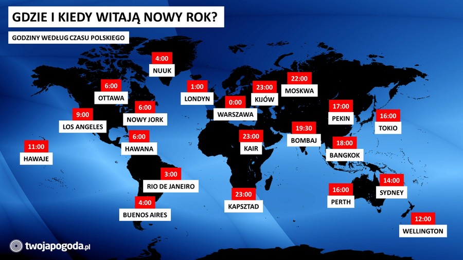 O której godzinie witają Nowy Rok?