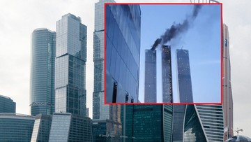 Kłęby dymu nad miastem. Pożar wieżowca w centrum Moskwy 