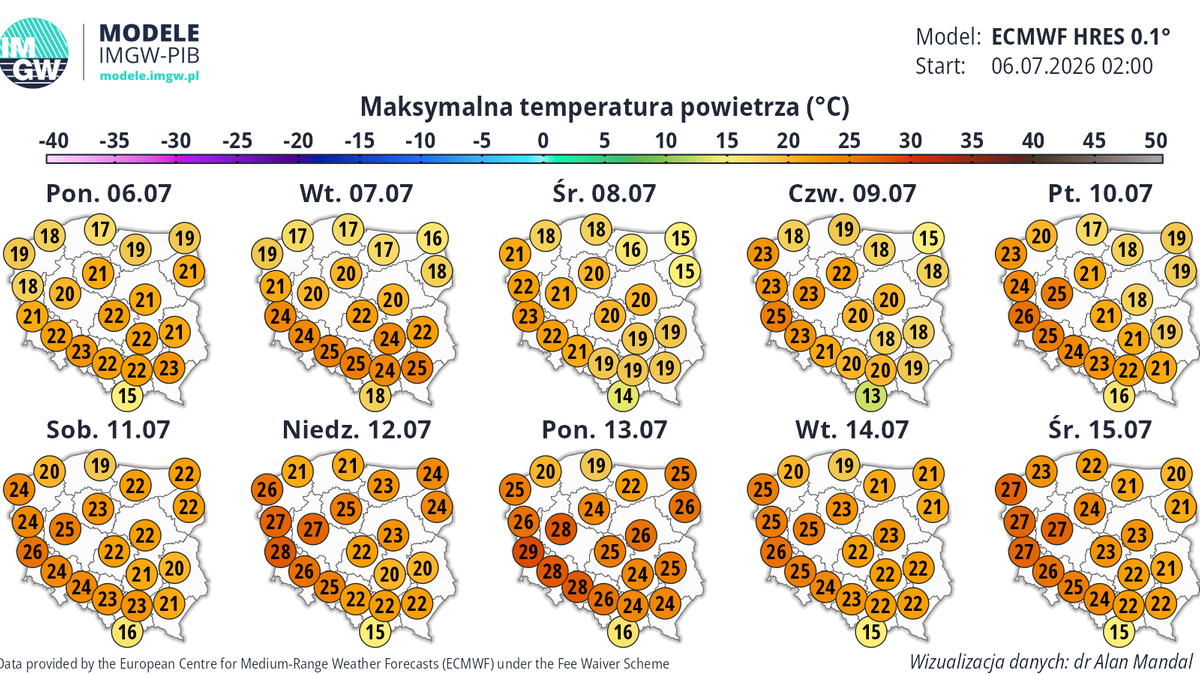 W okolicach środy zanotujemy najniższe temperatury w tym tygodniu, potem zaczną one stopniowo rosnąć