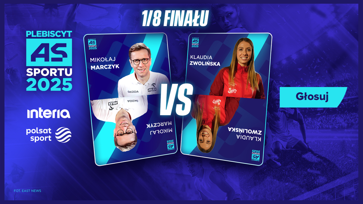 Grafika z Mikołajem Marczykiem i Klaudią Zwolińską w plebiscycie As Sportu Interii i Polsatu Sport 2025, 1/8 finału