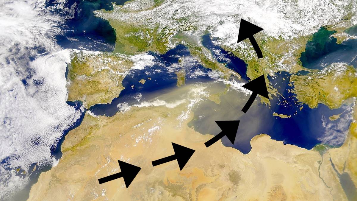 Saharyjski pył docierający nad Polskę jest pełen mikroplastiku. Fot. NASA.