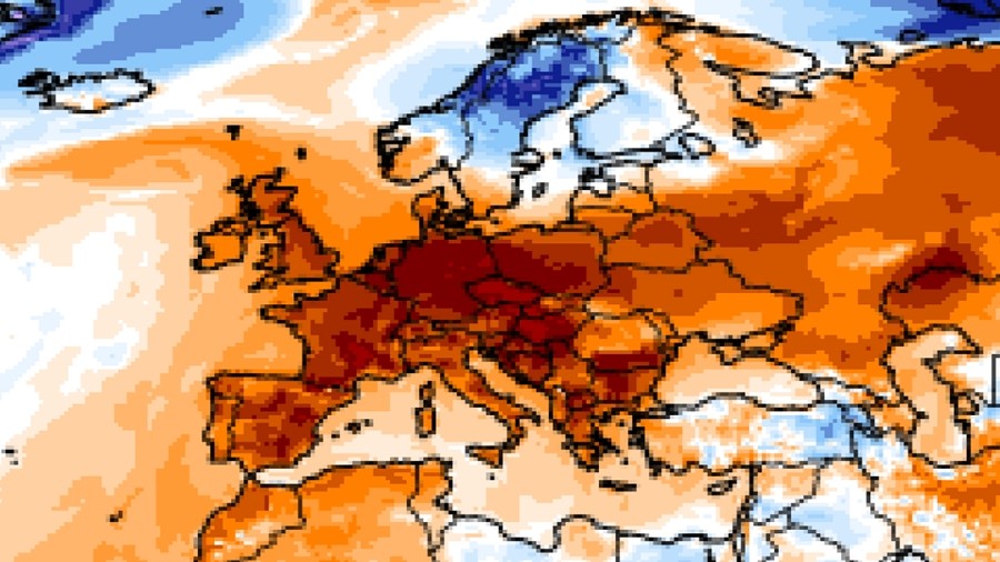 Anomalie temperatury powietrza w Europie w dniu 1 stycznia 2022. Fot. ClimateReanalyzer.org