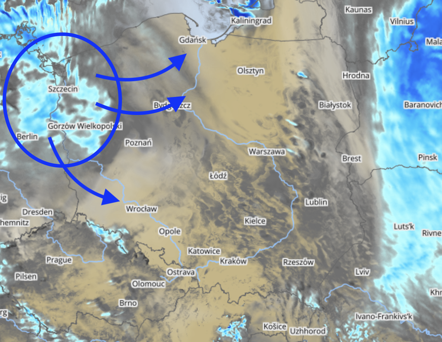 fot. za: mapy.meteo.pl (UM, 1,5 km), opracowanie własne