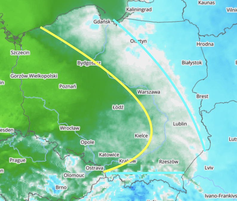 fot. za: mapy.meteo.pl (UM, 1,5 km), opracowanie własne